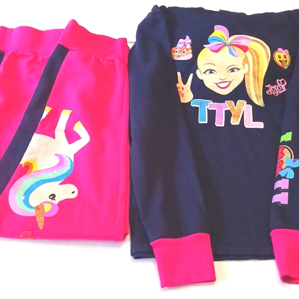 JOJO Siwa Girl's 2 Piece Sweatsuit  Graphic Multi-Color Set Size XL (14/16)
